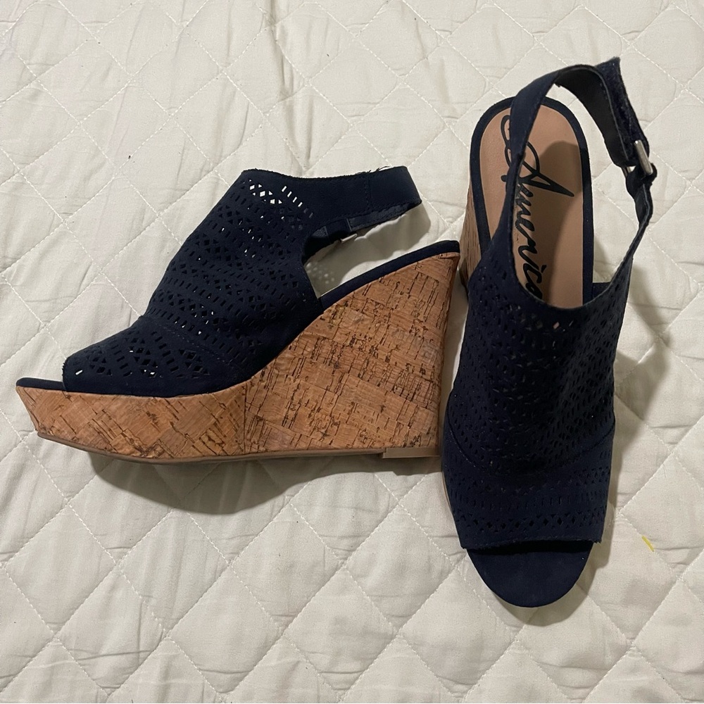 American Rag Blue Wedge Shoes Size 7.5